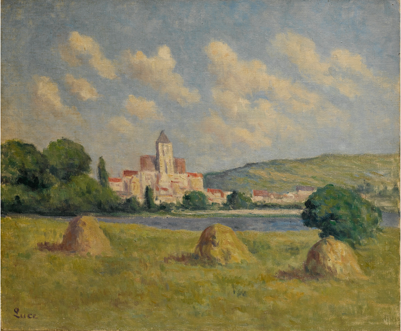 Guernes, The Church And The Fields Maximilien Luce tablo - Dekolata