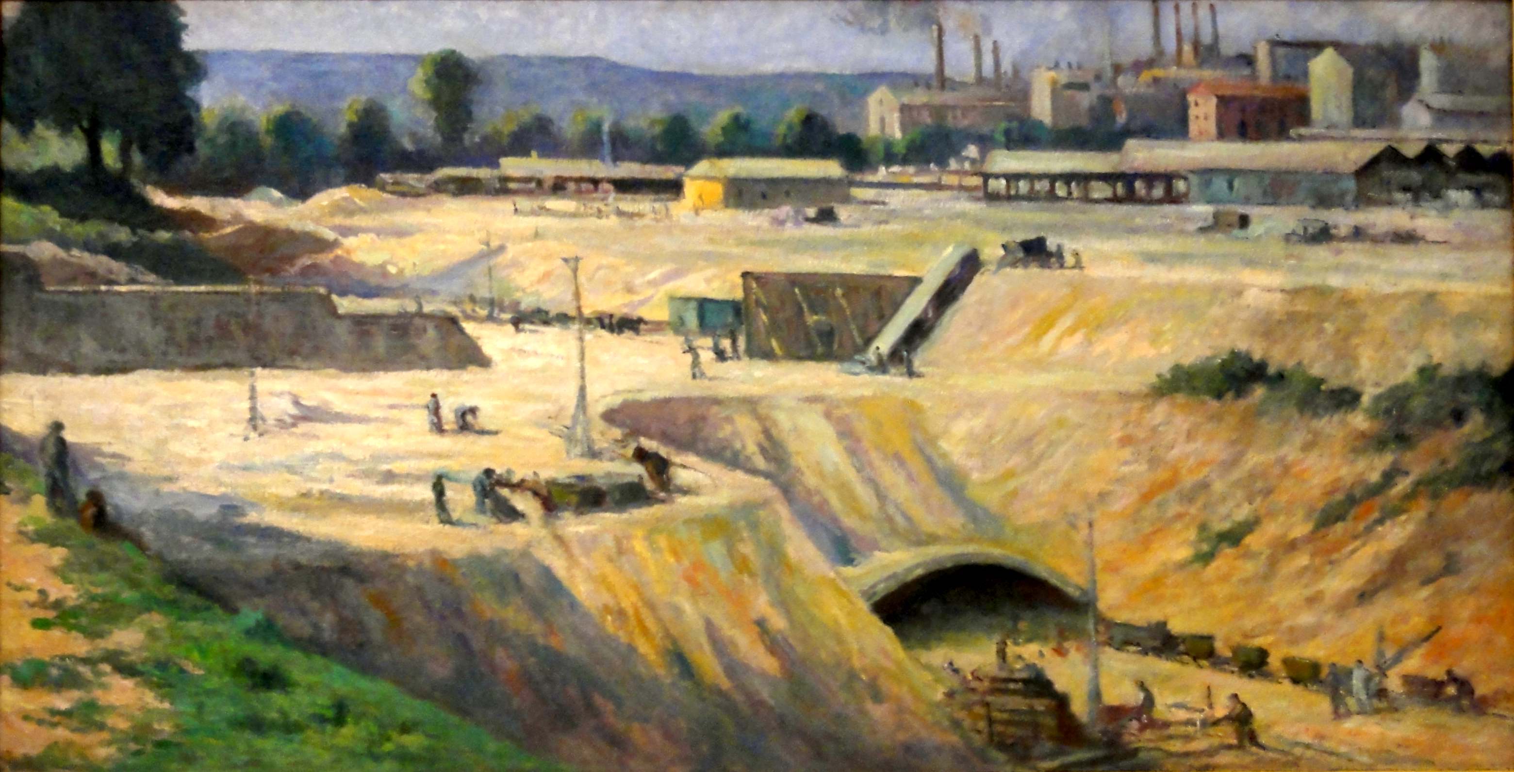 Issy les moulineaux, Site For The Construction Of The Metro (1934) Maximilien Luce tablo - Dekolata