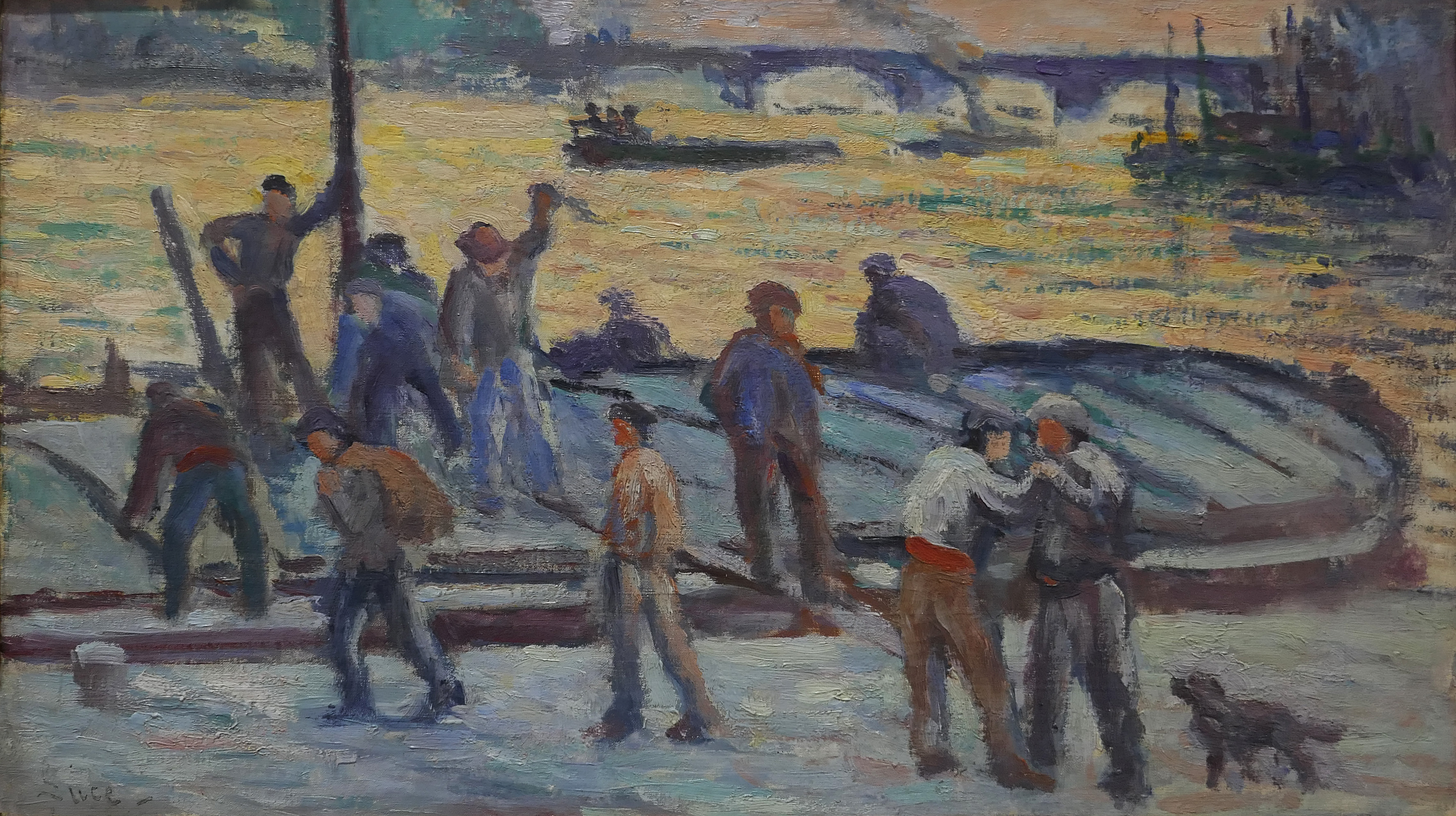 La Fin De La Journée. Débardeurs De Ciment Maximilien Luce tablo - Dekolata