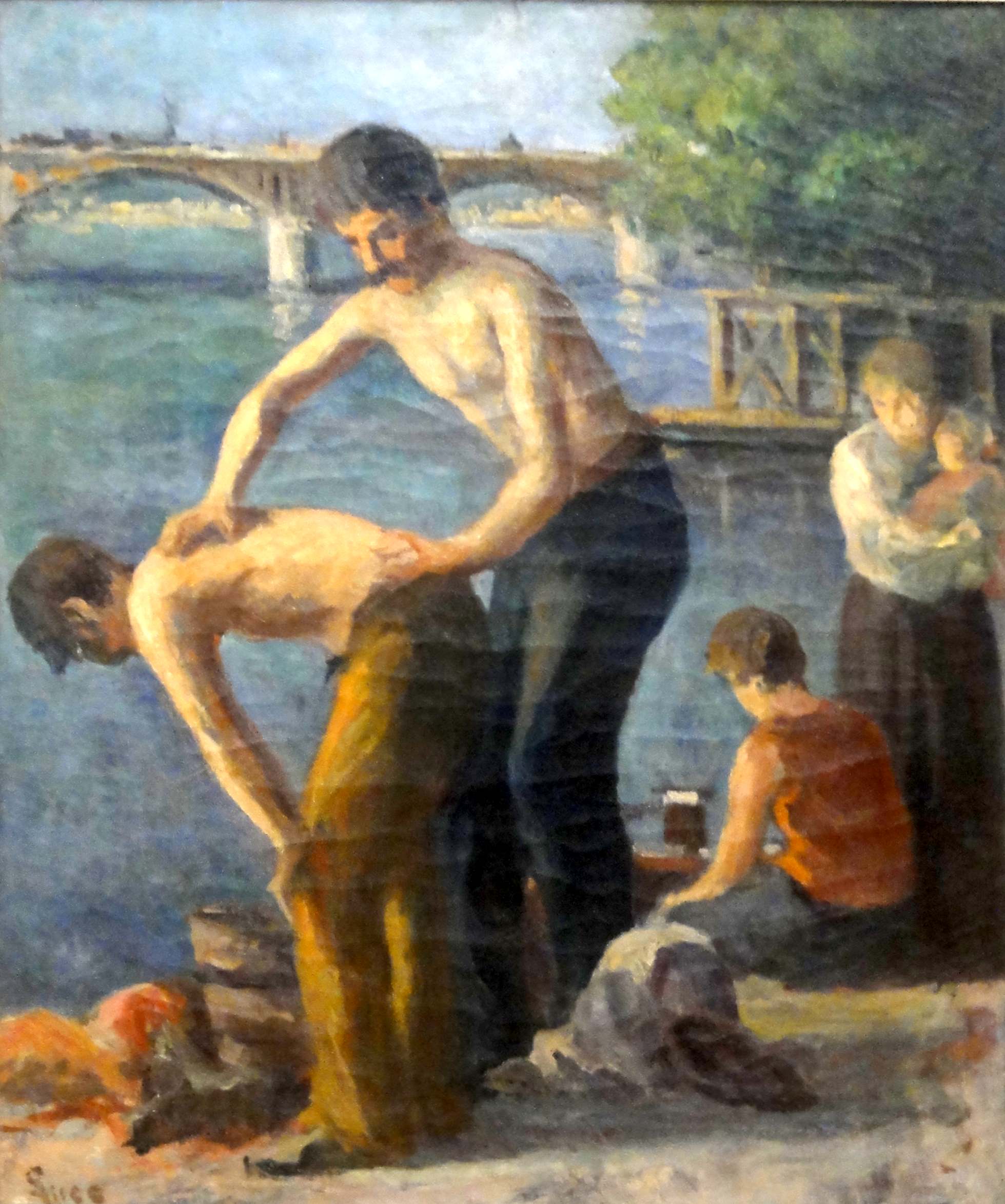 La Toilette Au Pont Des Saints pères – Maximilien Luce Tablo
