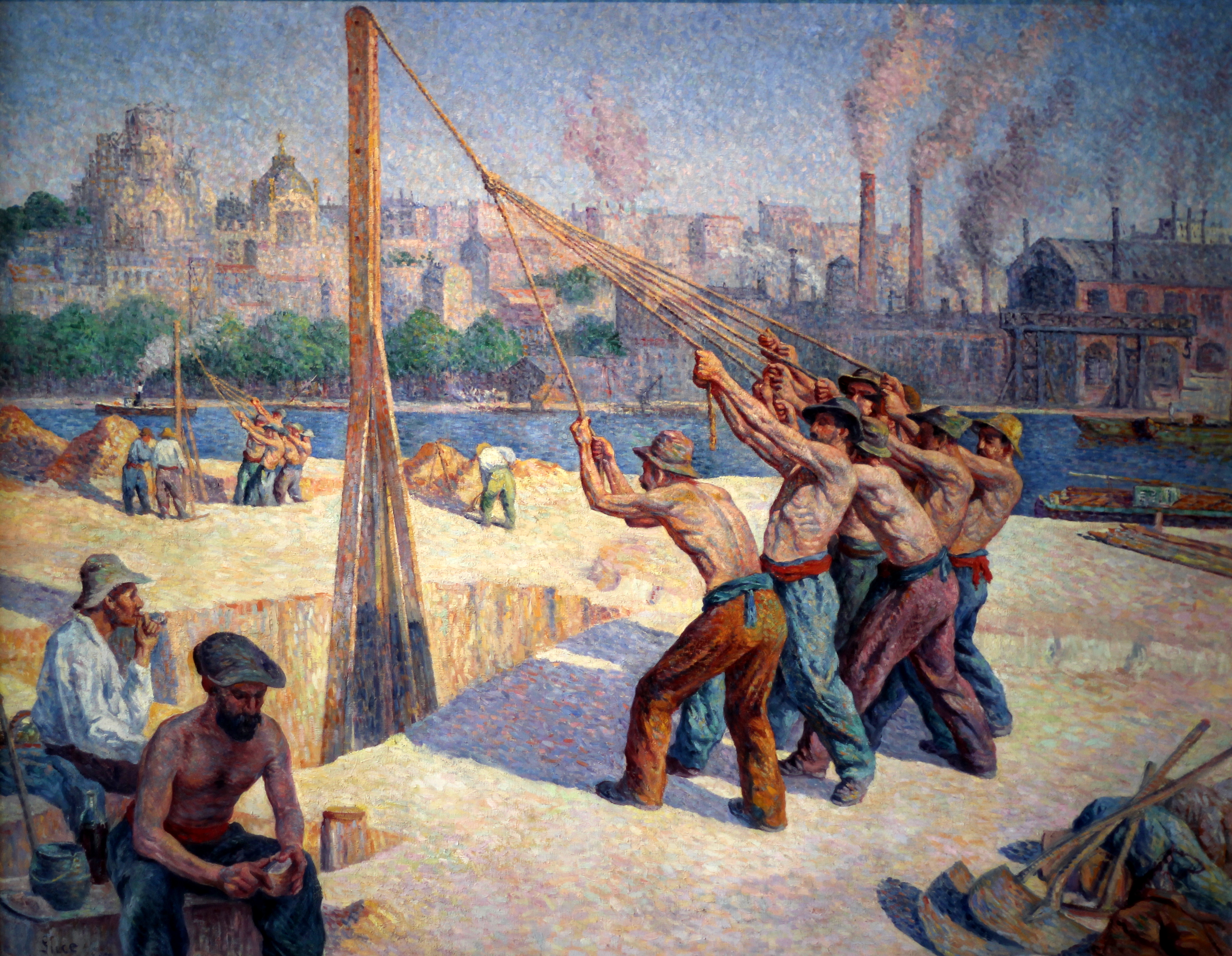 Les Batteurs De Pieux Maximilien Luce tablo - Dekolata