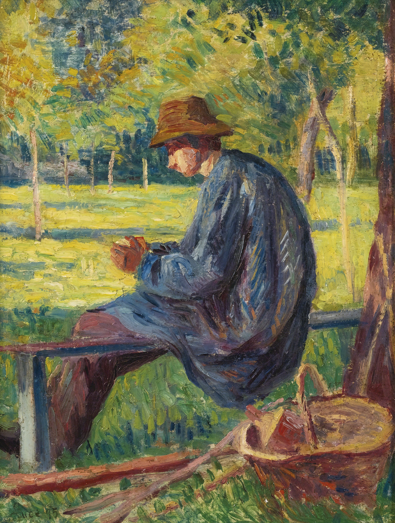 Ludovic Rodo Pissarro in the Garden of His Father in Eragny (1895) Maximilien Luce tablo - Dekolata