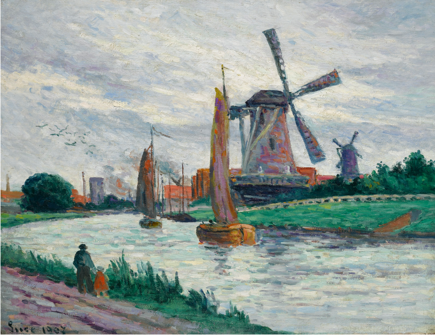 Moulins En Hollande (1907) Maximilien Luce tablo - Dekolata