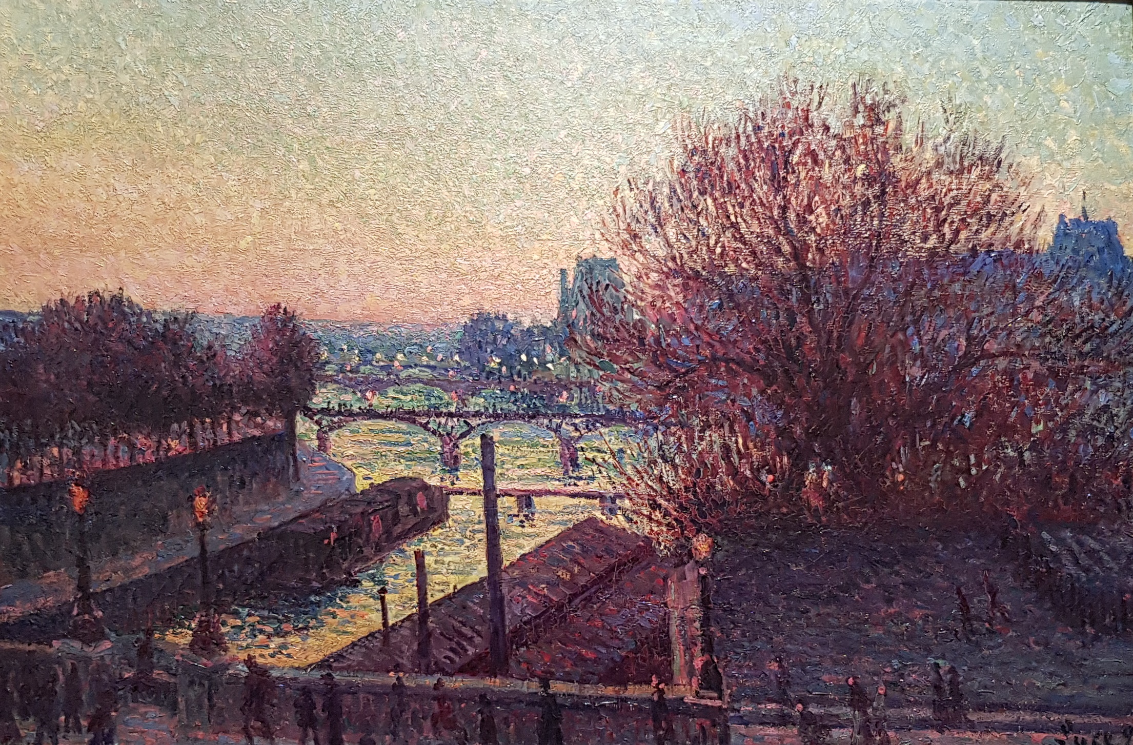 Paris seen from the Seine at nigh (1893) Maximilien Luce tablo - Dekolata