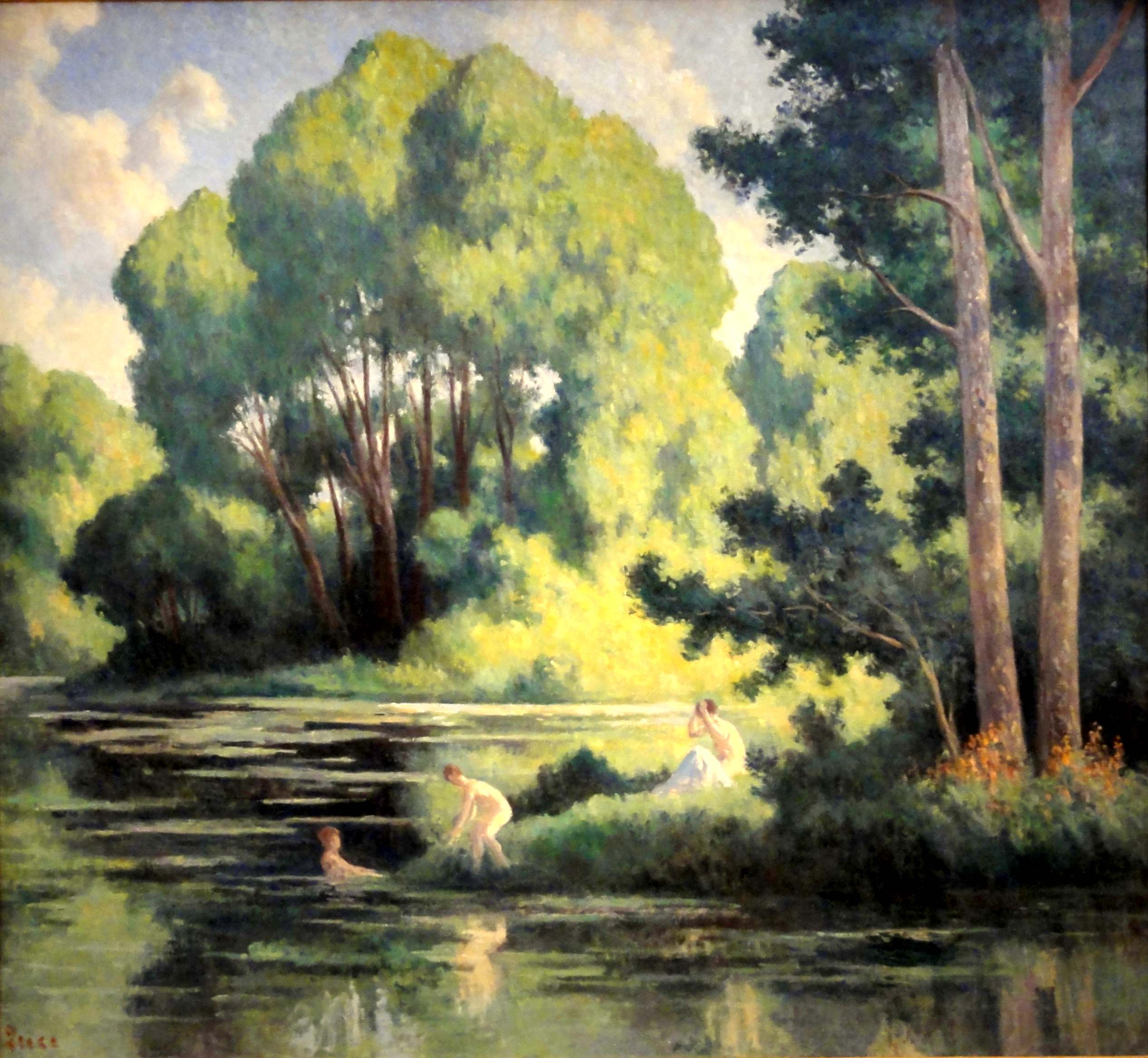 Rolleboise, Swimming In The Little Arm (1920) Maximilien Luce tablo - Dekolata