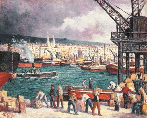 Rouen, Le Port (1913) Maximilien Luce tablo - Dekolata