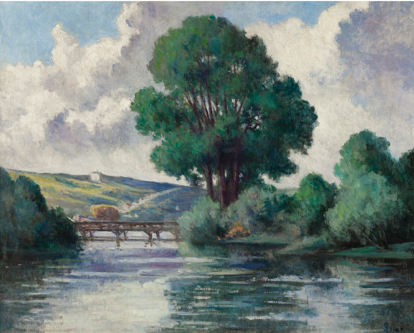 The Herville Footbridge (1925) Maximilien Luce tablo - Dekolata