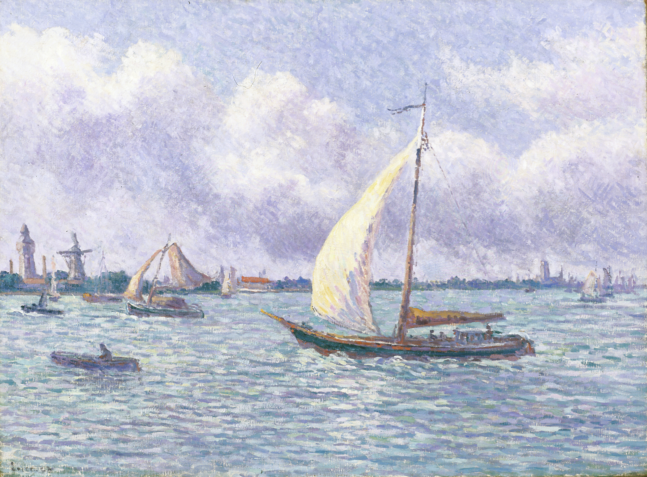 The Meuse near Dordrecht (1908) Maximilien Luce tablo - Dekolata