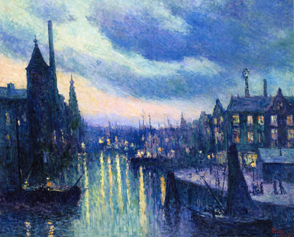 The Port of Rotterdam, Evening (1908) – Maximilien Luce Tablo