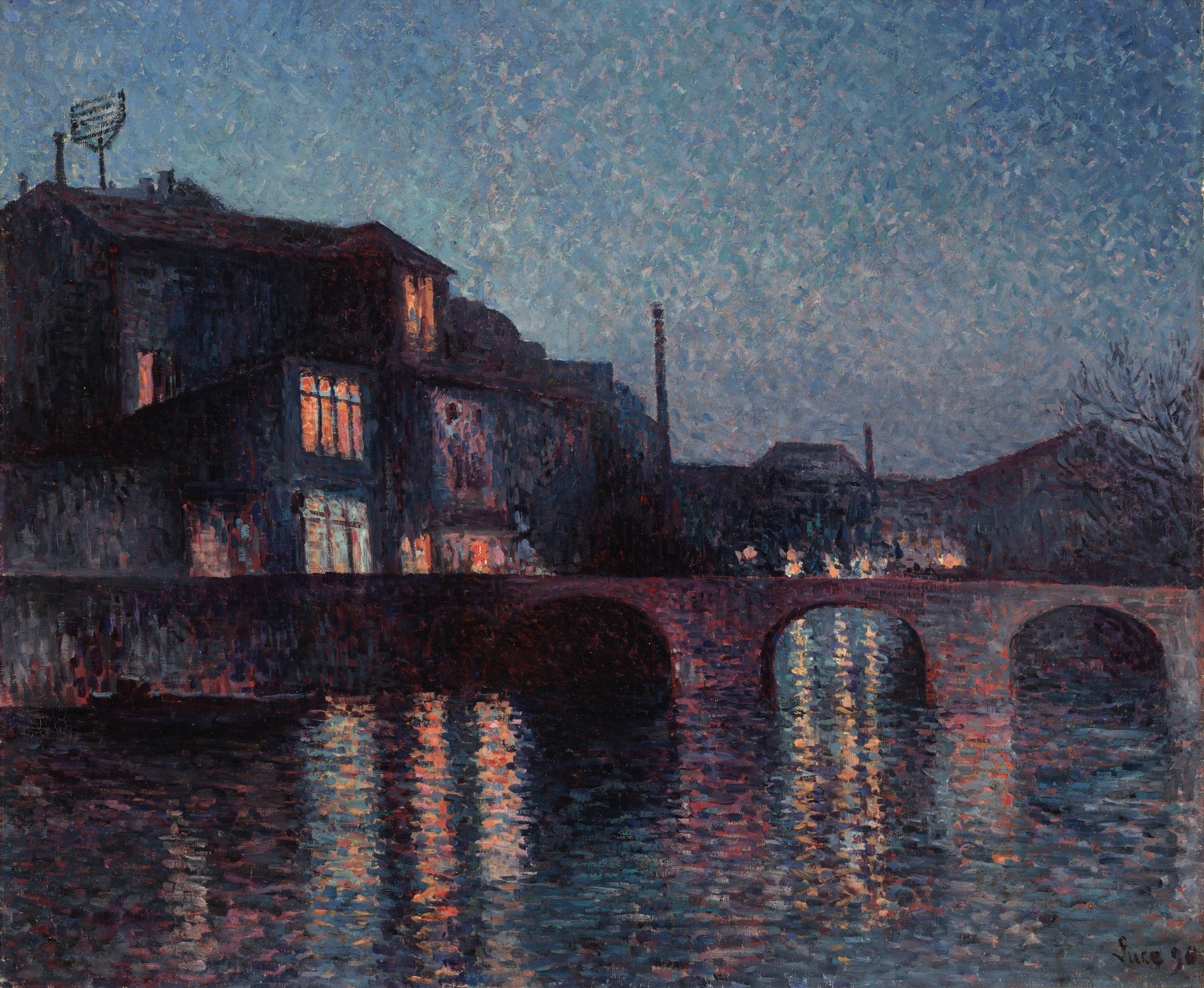 The River Sambre in Charleroi (1896) Maximilien Luce tablo - Dekolata