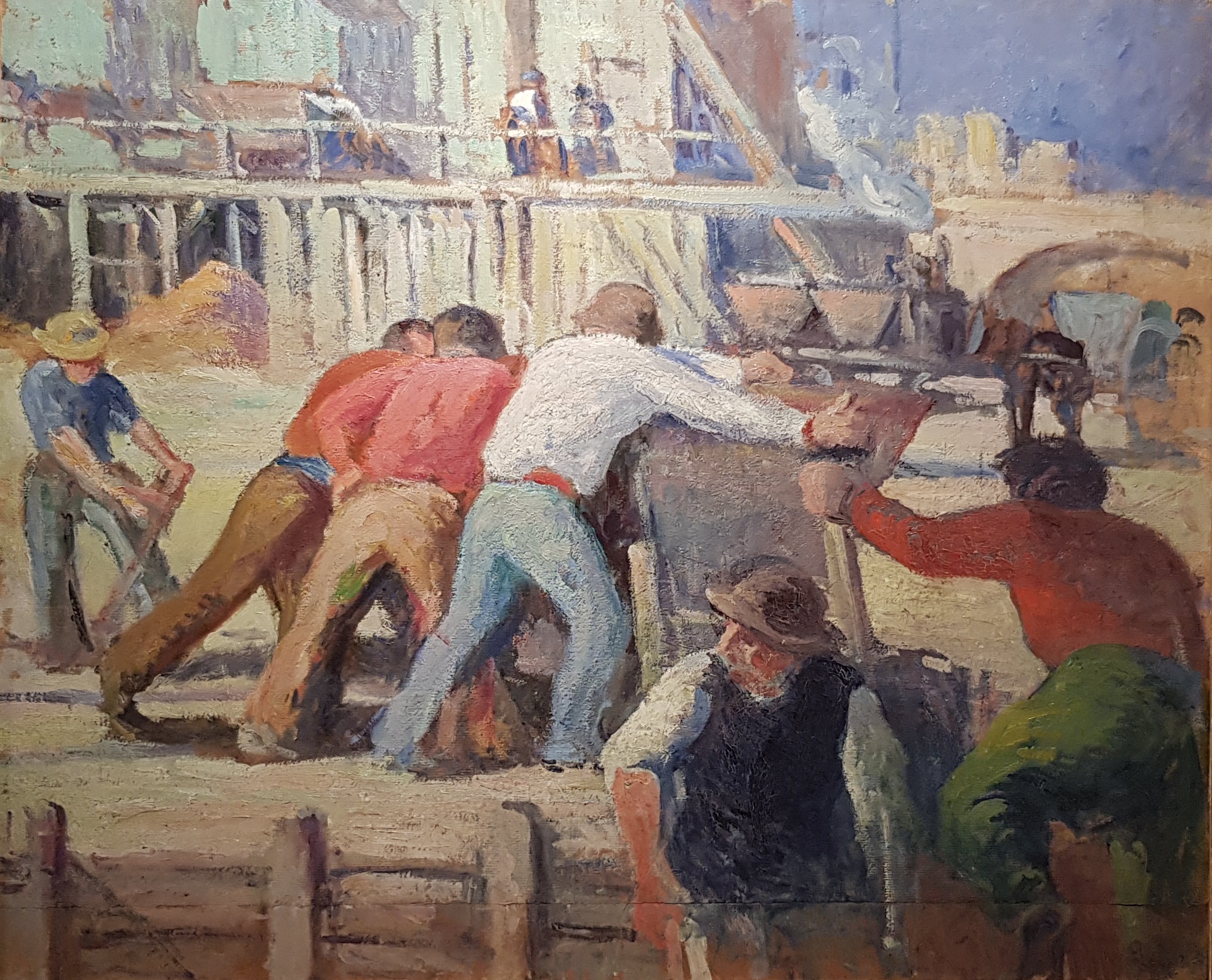 Travailleurs poussant un wagonnet Maximilien Luce tablo - Dekolata