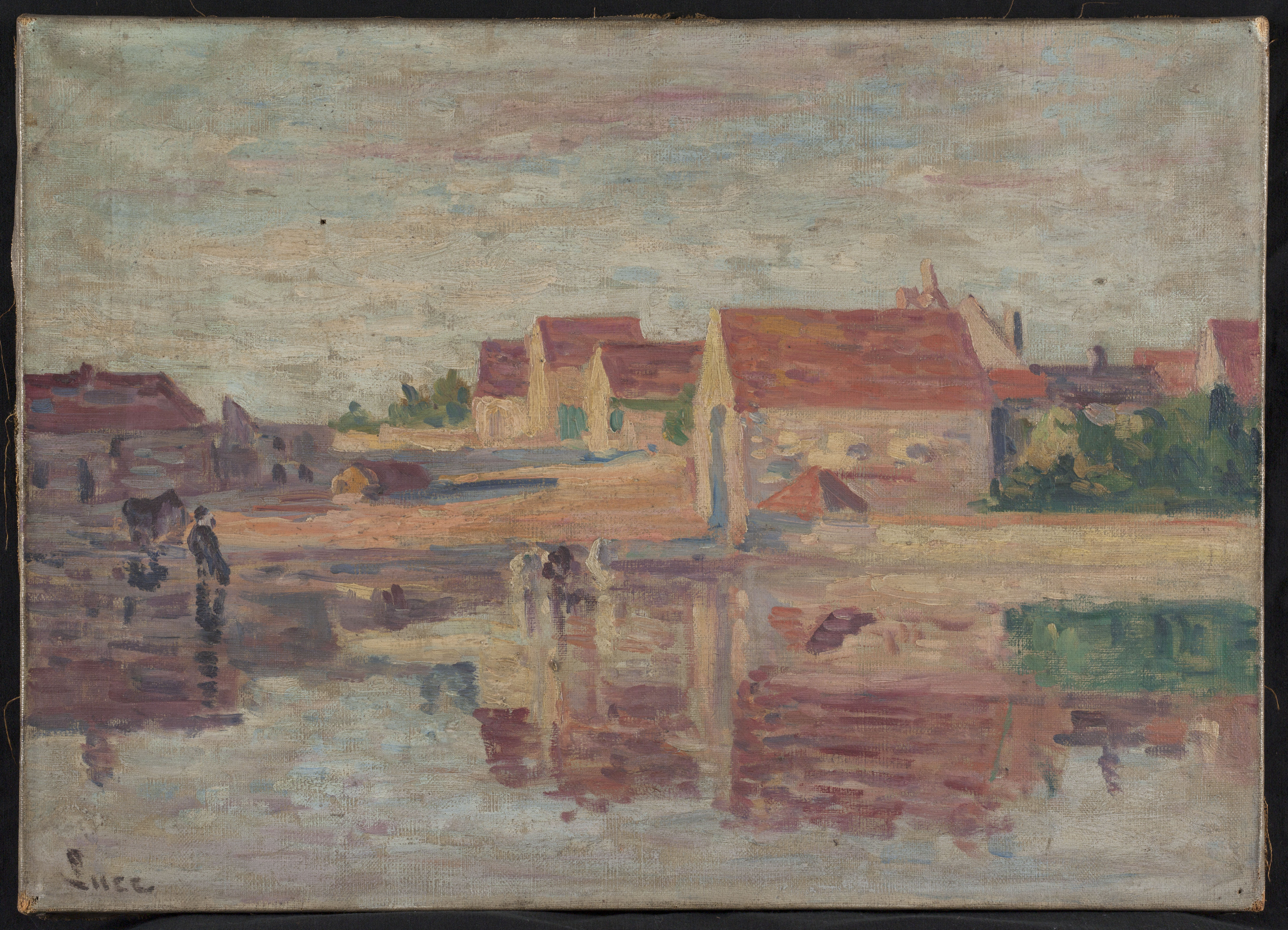 Village Au Bord D'une Rivière Maximilien Luce tablo - Dekolata