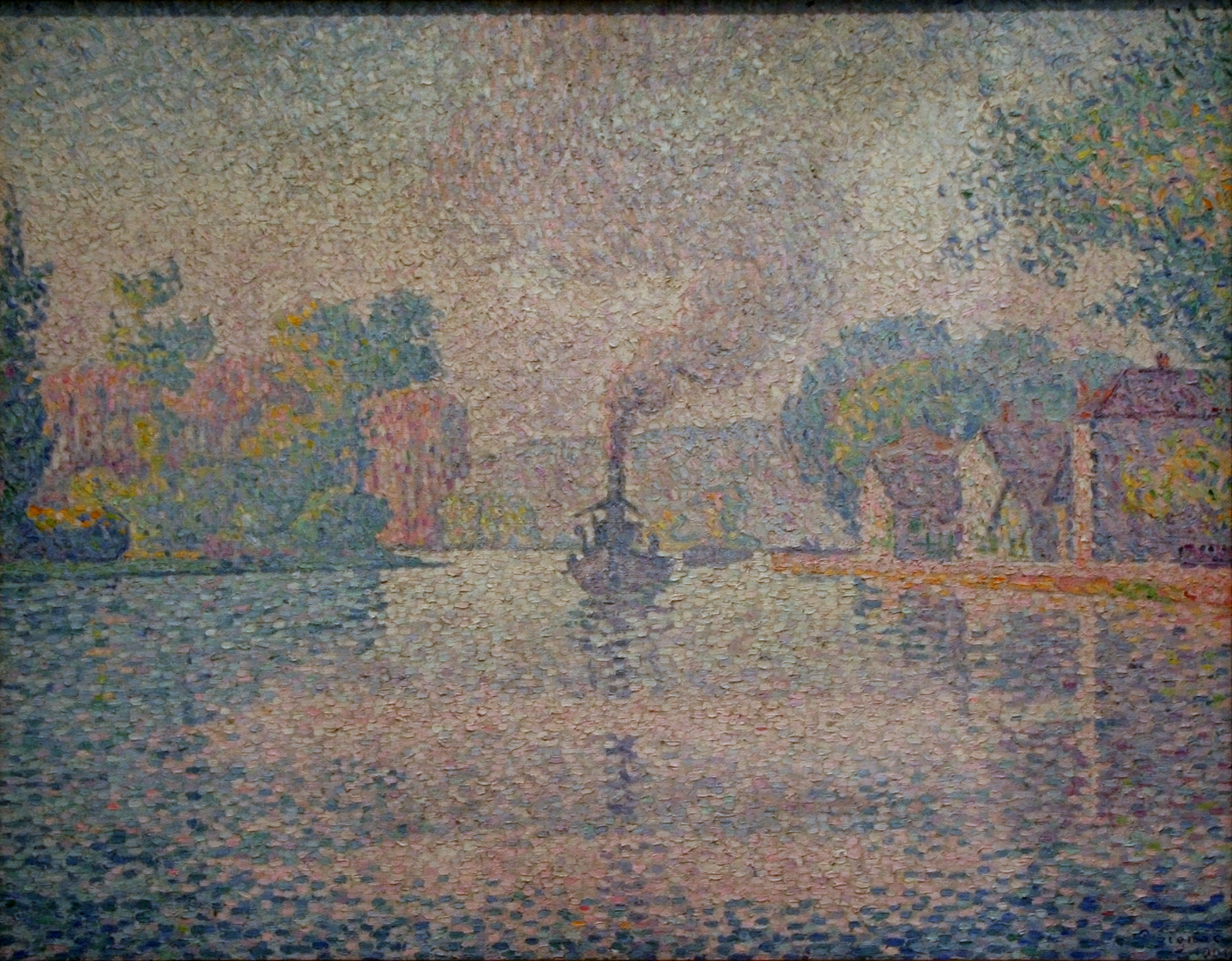 L'Hirondelle Steamer on the Seine (1901) Paul Signac tablo - Dekolata