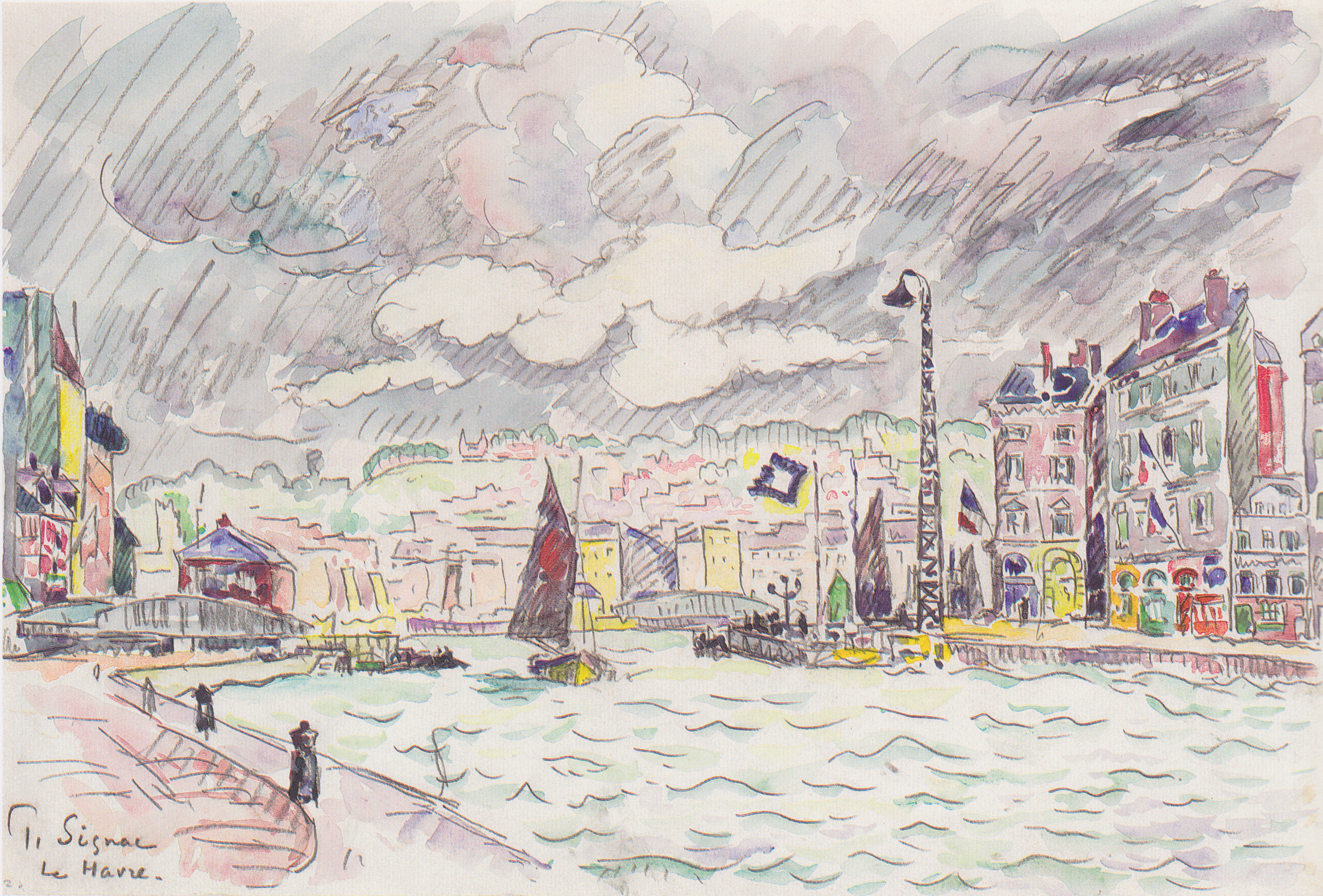Le Havre with rain clouds (1922) Paul Signac tablo - Dekolata