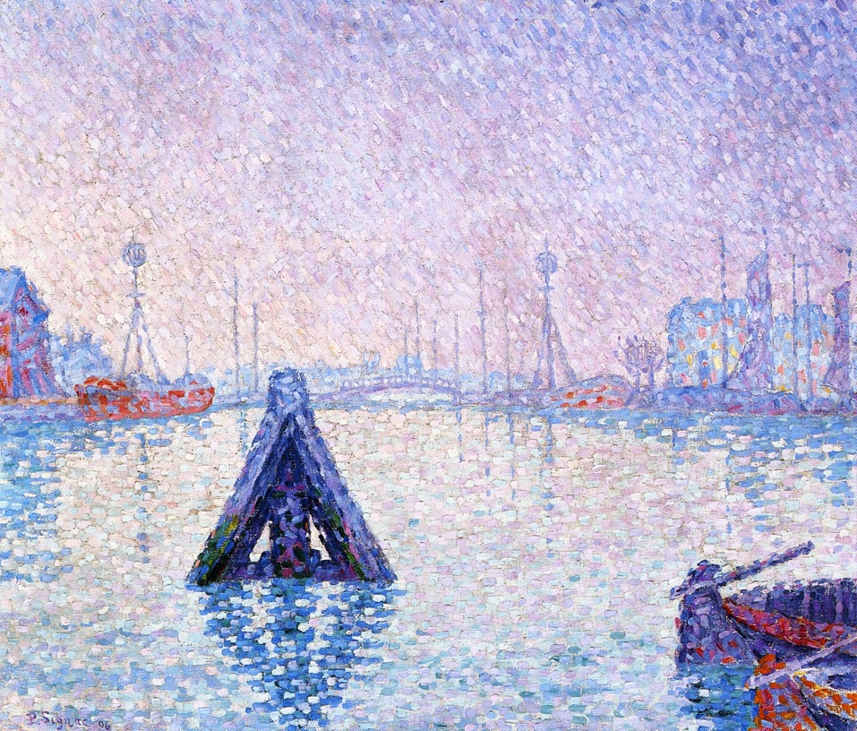 The Port at Vlissingen, Boats and Lighthouses (1896) Paul Signac tablo - Dekolata