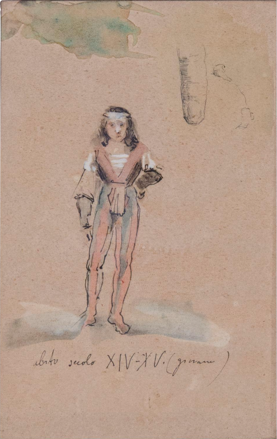 14th 15th century dress and finger sketch – Giuseppe Pellizza da Volpedo Tablo