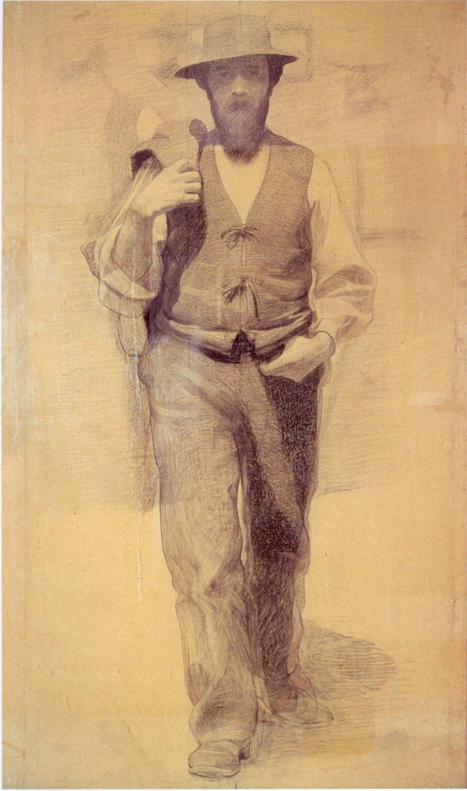 Central figure of 'Stream of people' (1895) Giuseppe Pellizza da Volpedo tablo - Dekolata