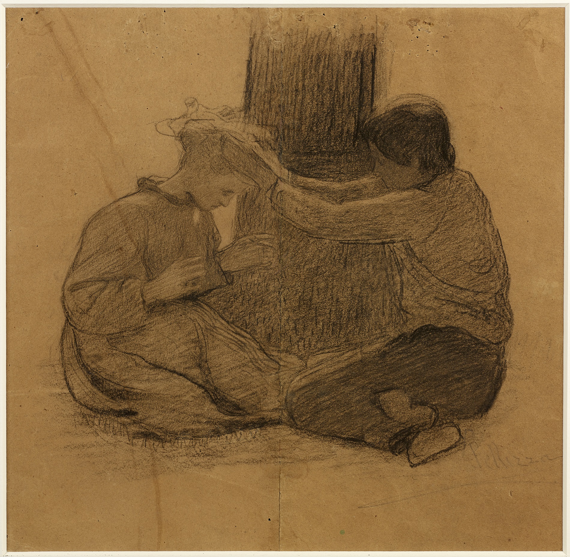 Figure study for Spring Idyll (1896) Giuseppe Pellizza da Volpedo tablo - Dekolata
