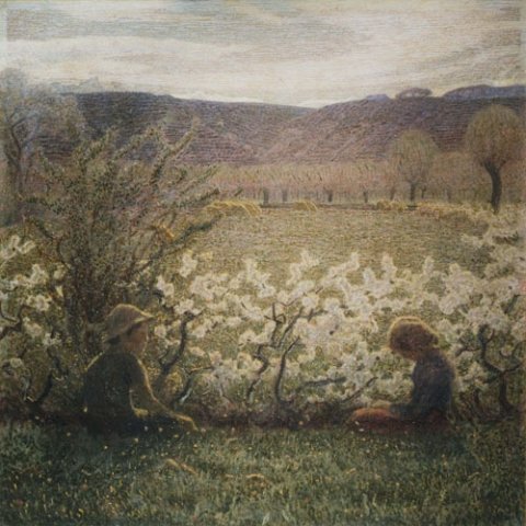 Flowery meadow (1900) – Giuseppe Pellizza da Volpedo Tablo