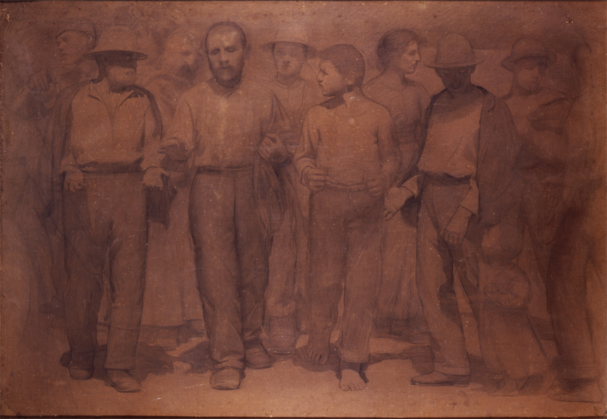 Group of workers. Study for the Fourth Estate. Group of figures [3] (1898) Giuseppe Pellizza da Volpedo tablo - Dekolata