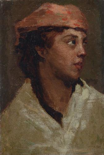 Head with white shawl – Giuseppe Pellizza da Volpedo Tablo