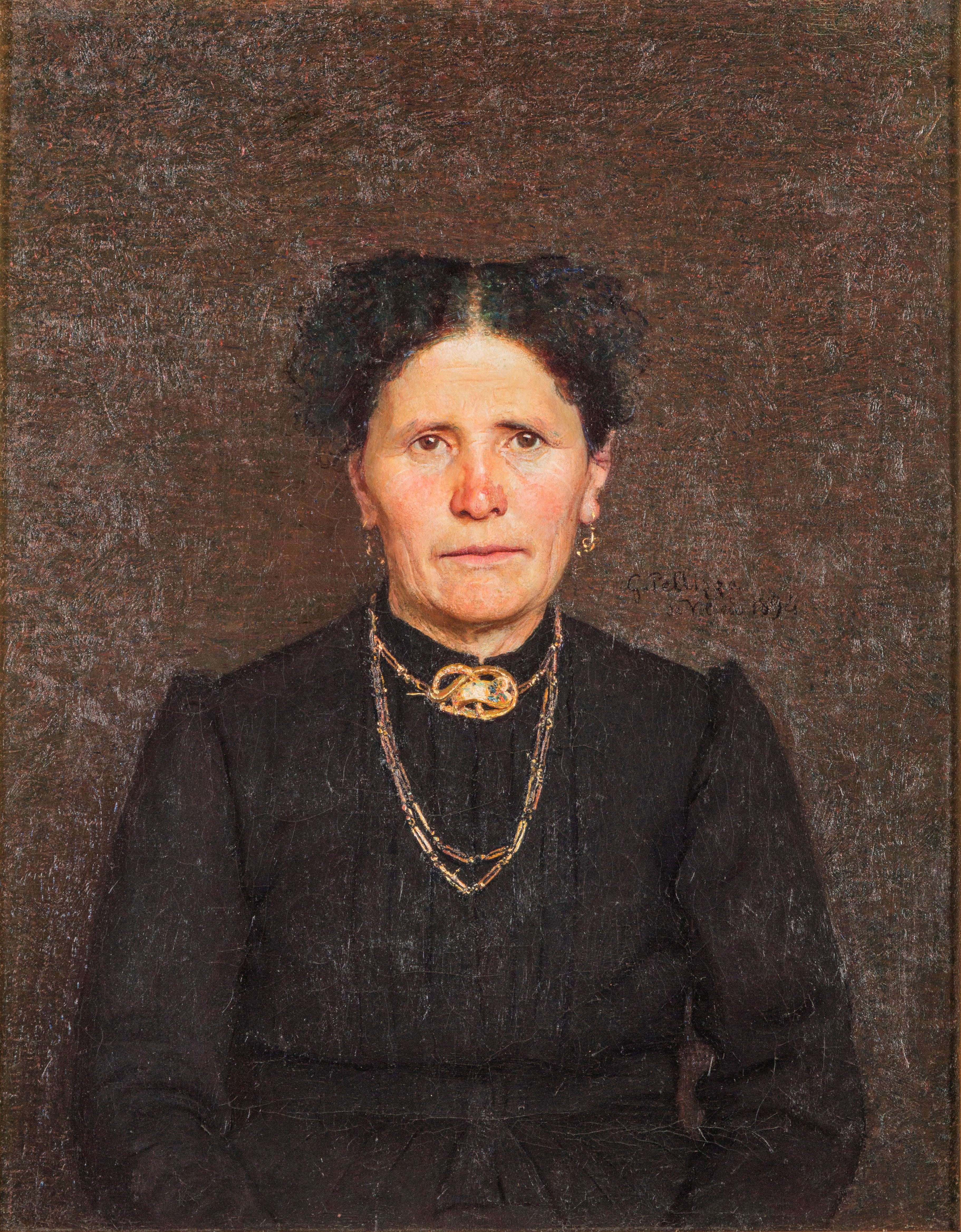 Portrait of a landowner's wife (Portrait of Mrs. Battegazzore) (1894) Giuseppe Pellizza da Volpedo tablo - Dekolata