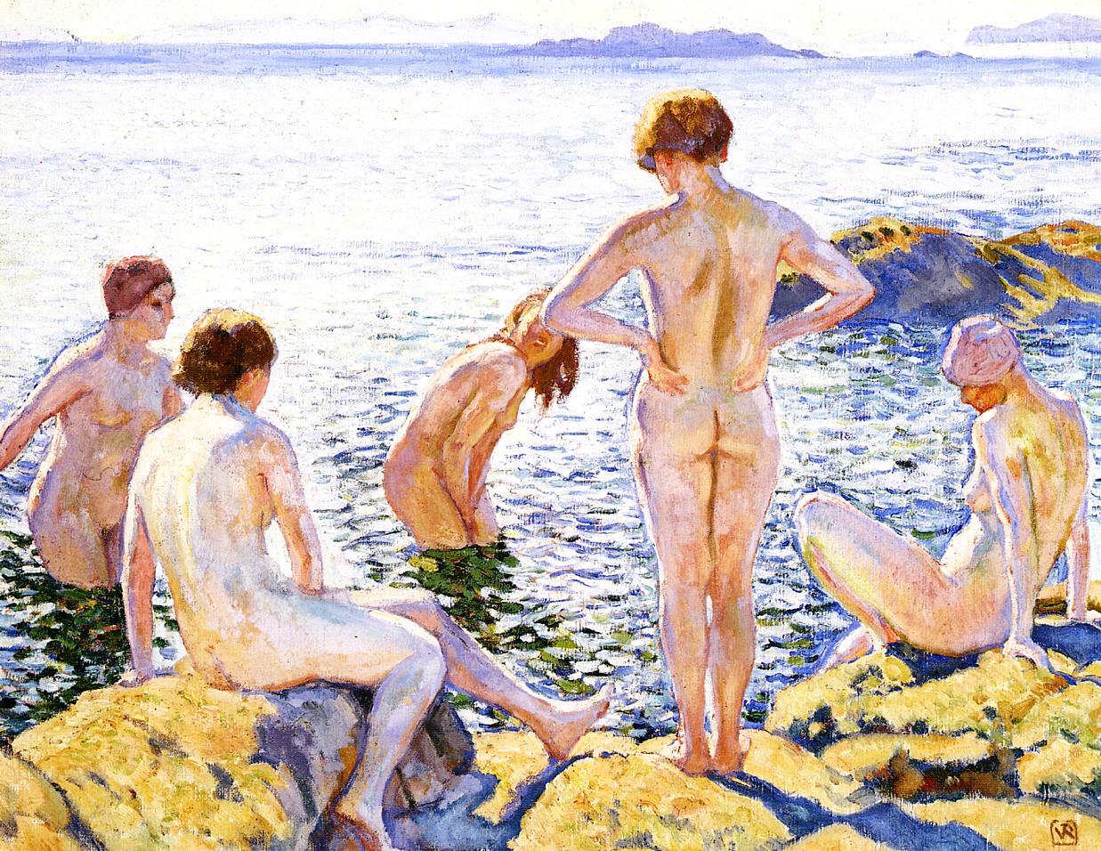 Bathers (1920) Théo van Rysselberghe tablo - Dekolata