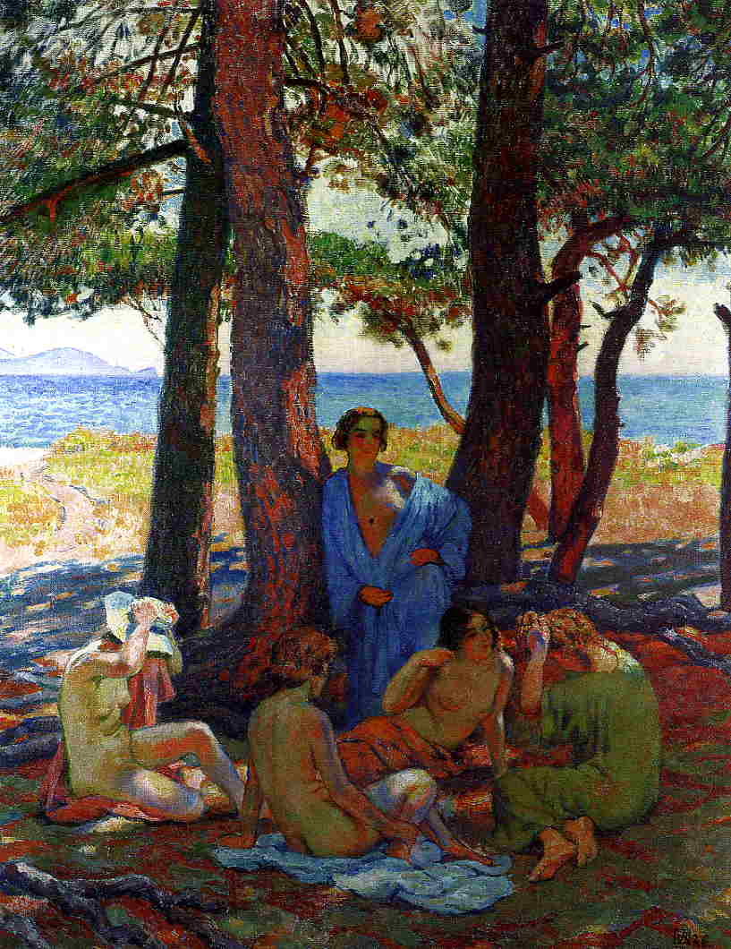 Bathers under the Pines by the Sea (1926) – Théo van Rysselberghe Tablo