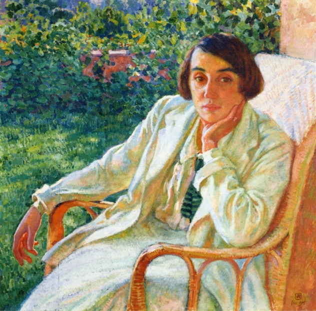 Elizabeth van Rysselberghe in a Cane Chair (1916) Théo van Rysselberghe tablo - Dekolata