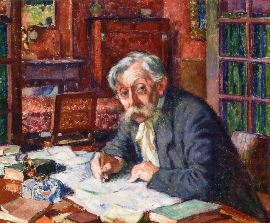 Emile Verhaeren Writing (1915) – Théo van Rysselberghe Tablo