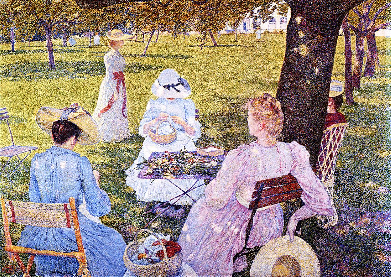 Family in the Orchard (1890) Théo van Rysselberghe tablo - Dekolata