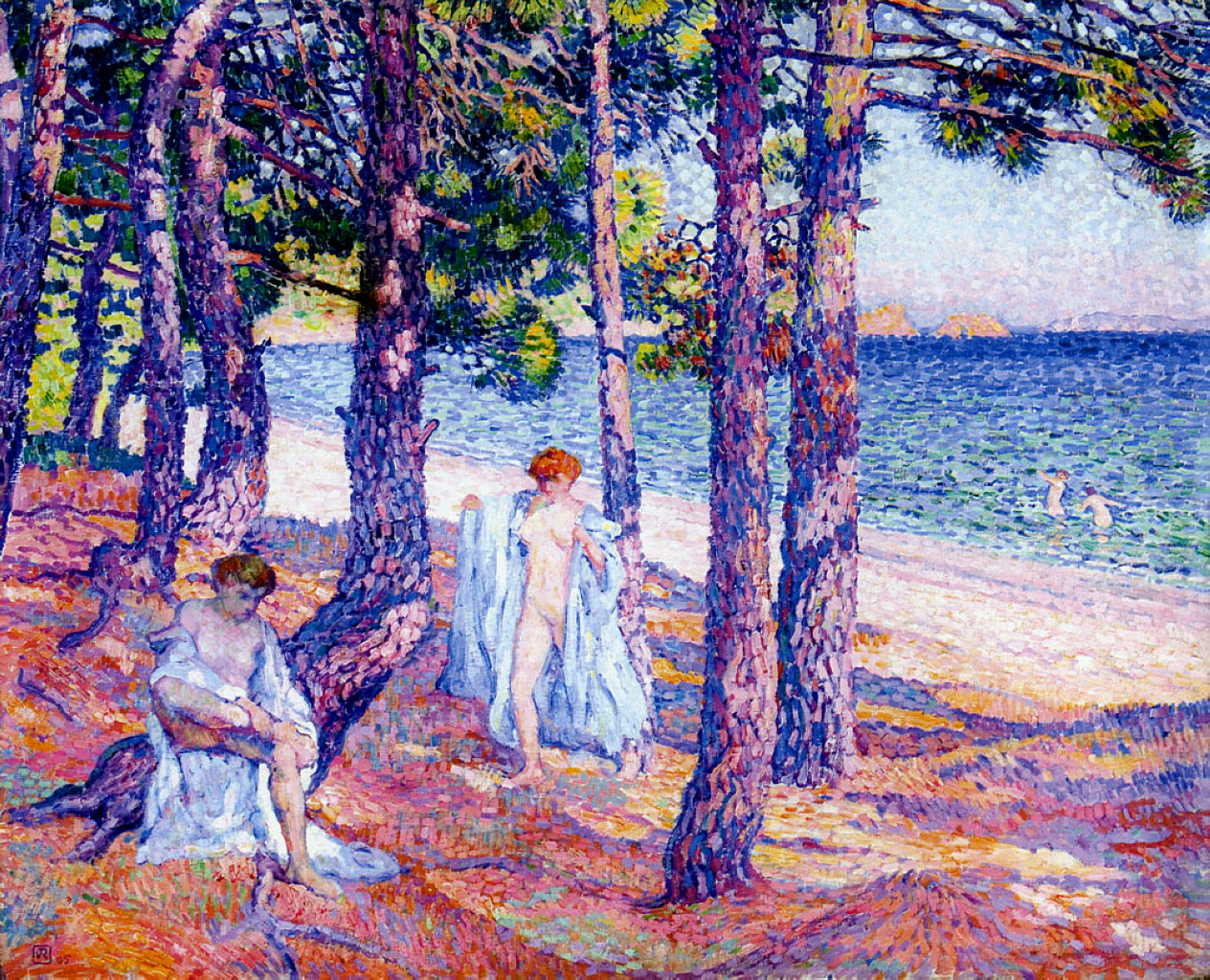 Female Bathers Under the Pines at Cavaliere (1905) Théo van Rysselberghe tablo - Dekolata