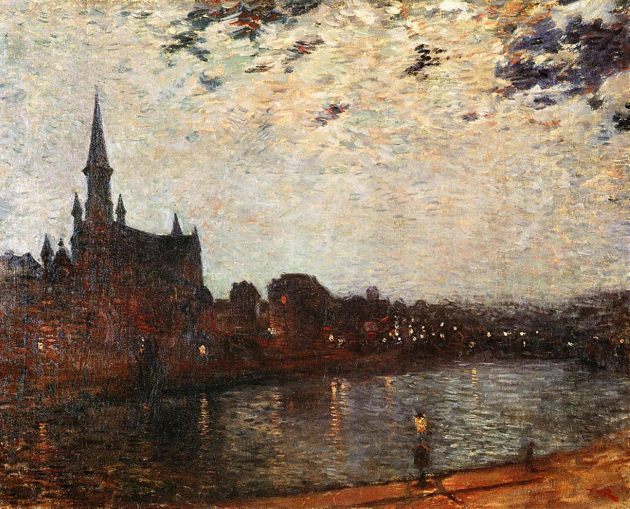 Holy Cross Church at Ixelles at Night (1886) Théo van Rysselberghe tablo - Dekolata