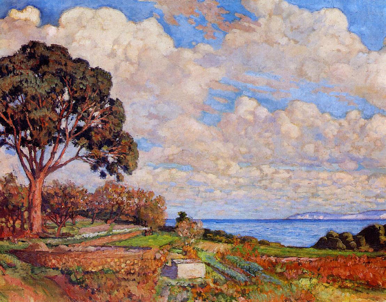 Large Tree near the Sea (1919) Théo van Rysselberghe tablo - Dekolata