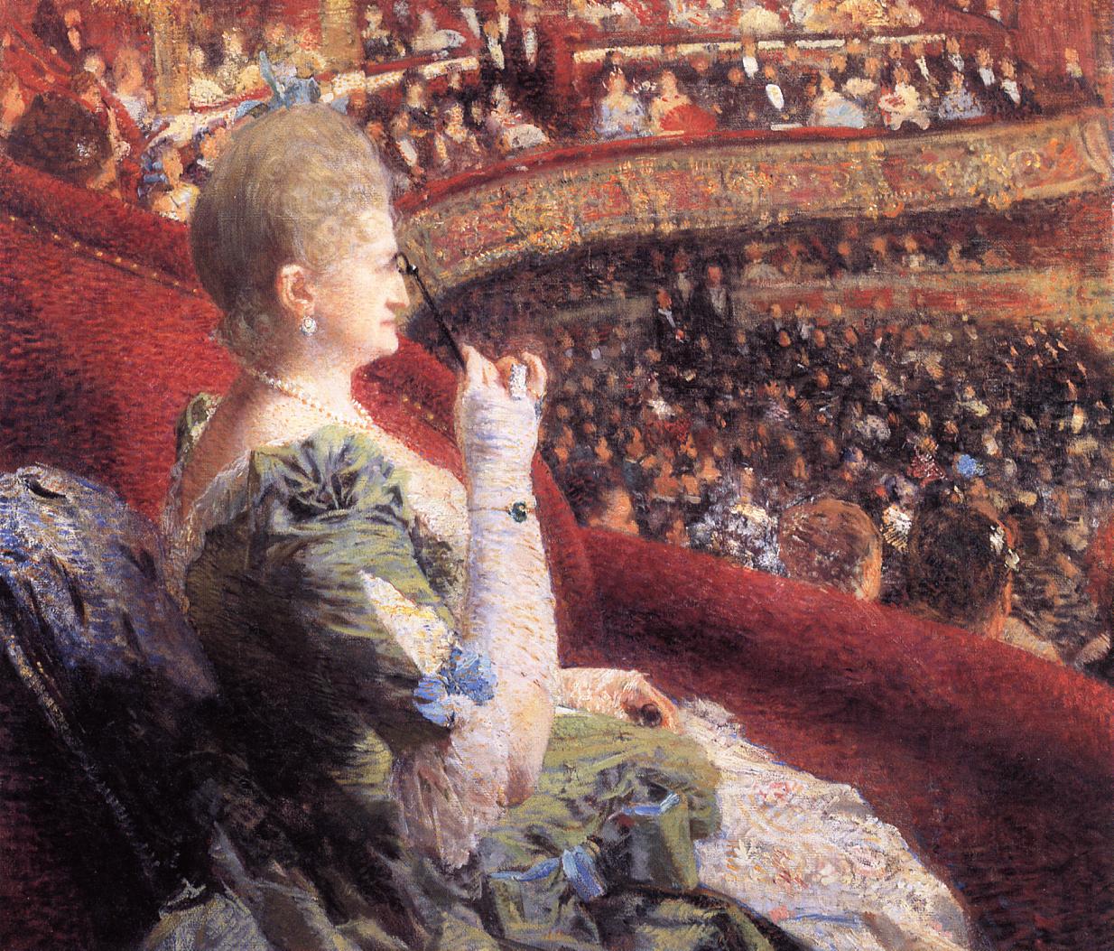 Madame Edmond Picard in Her Box at Theatre de la Monnaie (1886) – Théo van Rysselberghe Tablo