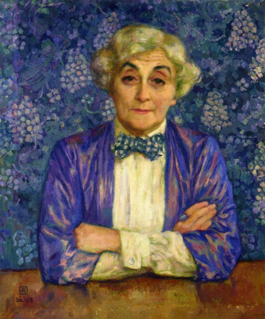 Madame van Rysselberghe in a Checkered Bow Tie (1918) Théo van Rysselberghe tablo - Dekolata