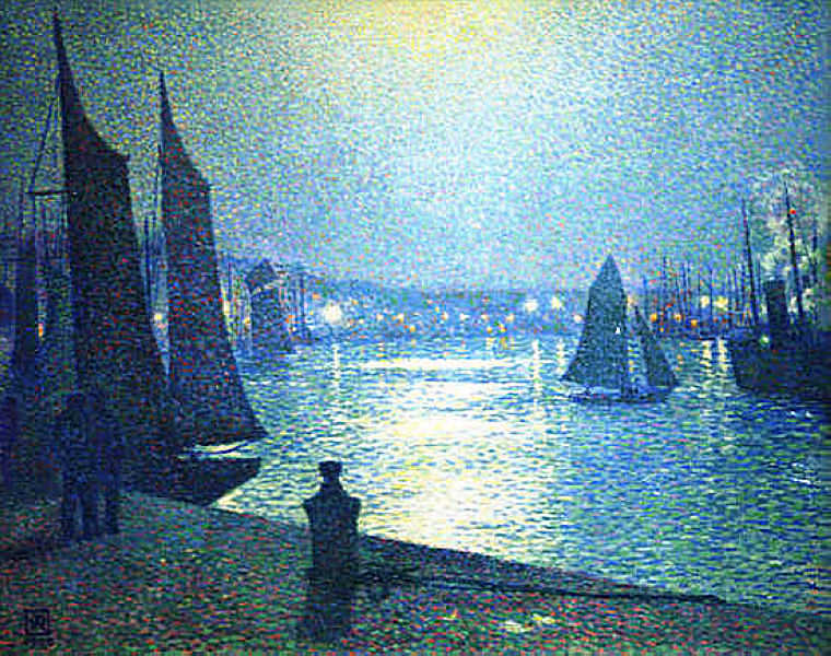 Moonlight Night in Boulogne Théo van Rysselberghe tablo - Dekolata