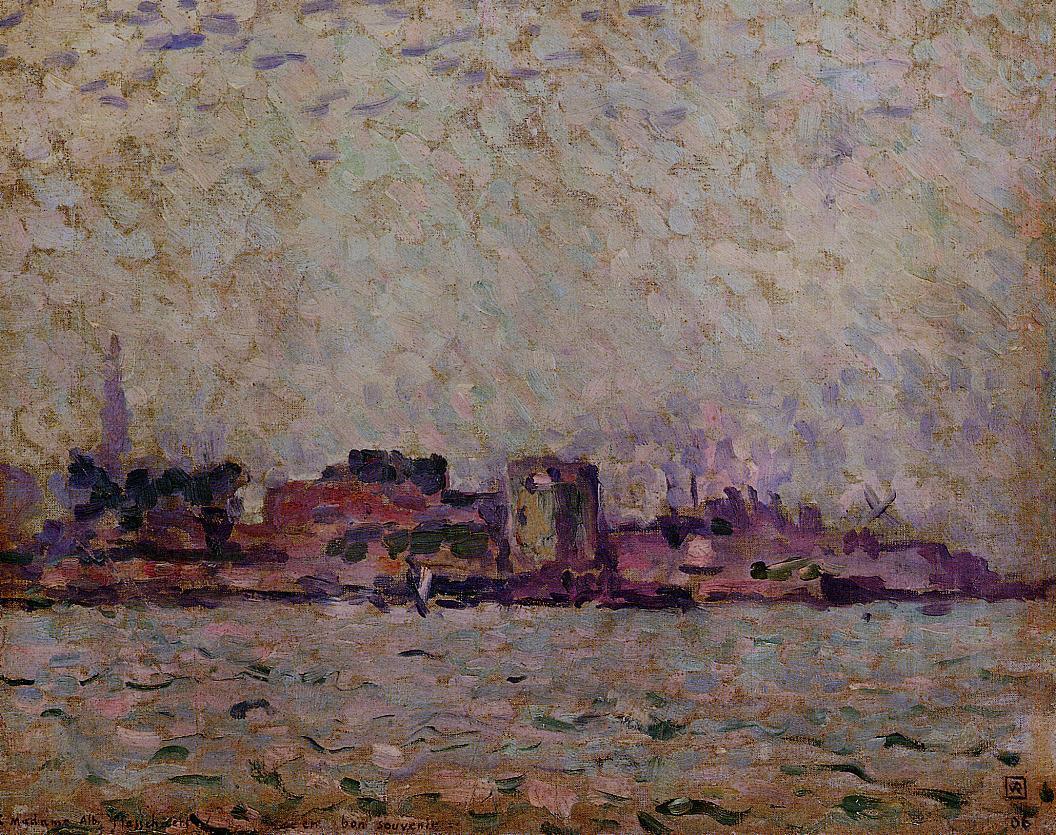 Morning Fog over the Port of Veer, Holland (1906) Théo van Rysselberghe tablo - Dekolata