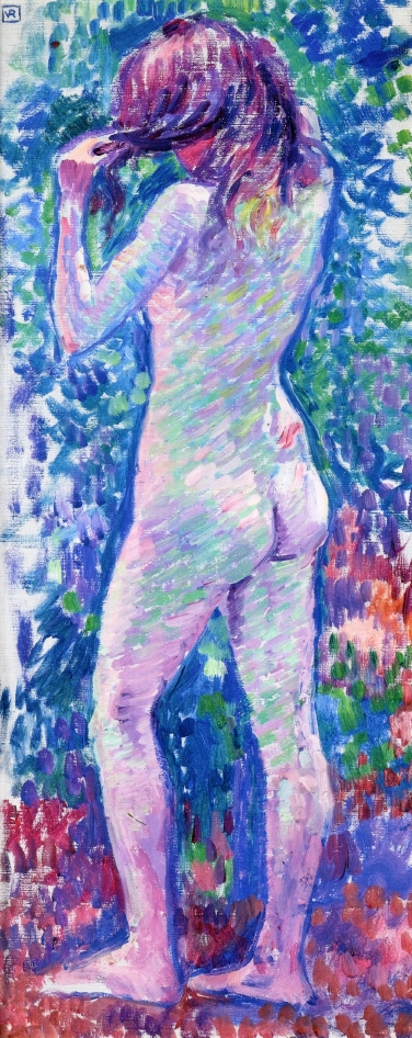 Nude from Behind, Fixing Her Hair Théo van Rysselberghe tablo - Dekolata