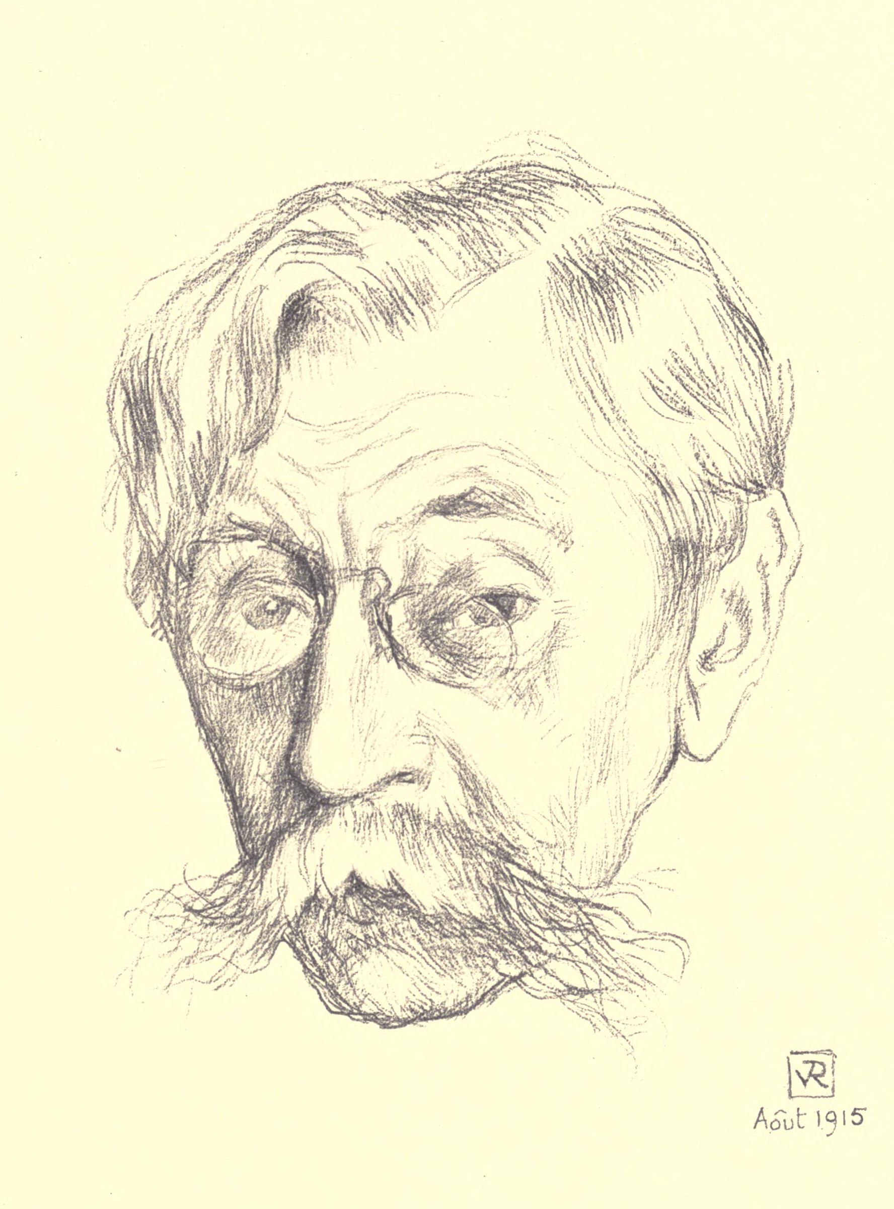 Pencil sketch of the head of Belgian poet Émile Verhaeren (1915) – Théo van Rysselberghe Tablo