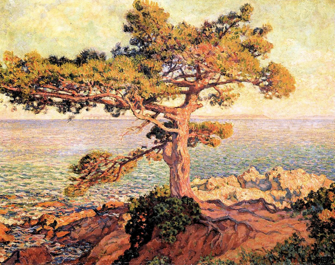 Pine by the Mediterranean Sea (1916) Théo van Rysselberghe tablo - Dekolata