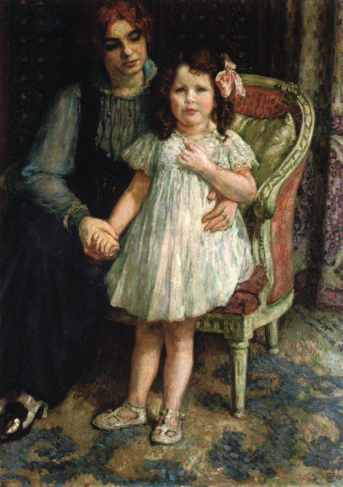 Portrait of Madame Goldner Max and Her Daughter Juliette (1915) Théo van Rysselberghe tablo - Dekolata