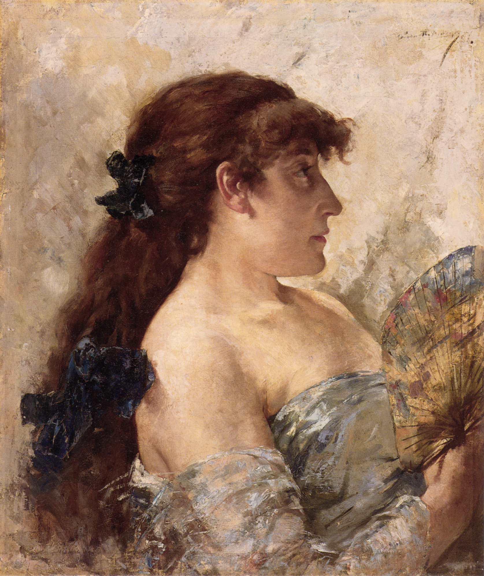 Portrait of a Lady with a Fan Théo van Rysselberghe tablo - Dekolata