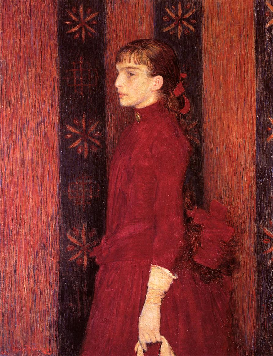 Portrait of a Young Girl in Red (1887) – Théo van Rysselberghe Tablo