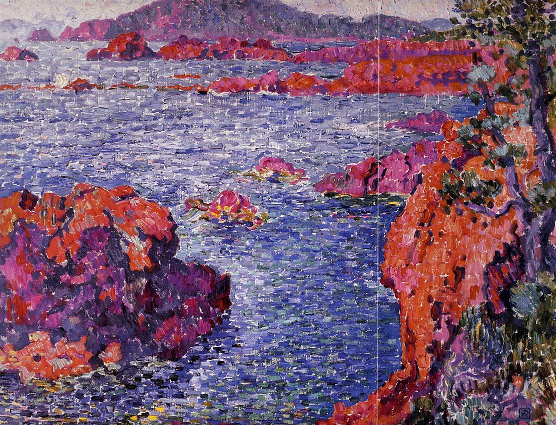 Rocks at Antheor (1906) Théo van Rysselberghe tablo - Dekolata