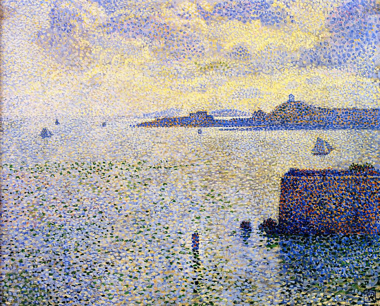Sailboats and Estuary (1892) Théo van Rysselberghe tablo - Dekolata