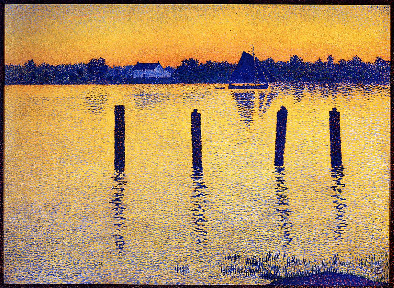 Sailboats on the River Scheldt (1892) – Théo van Rysselberghe Tablo