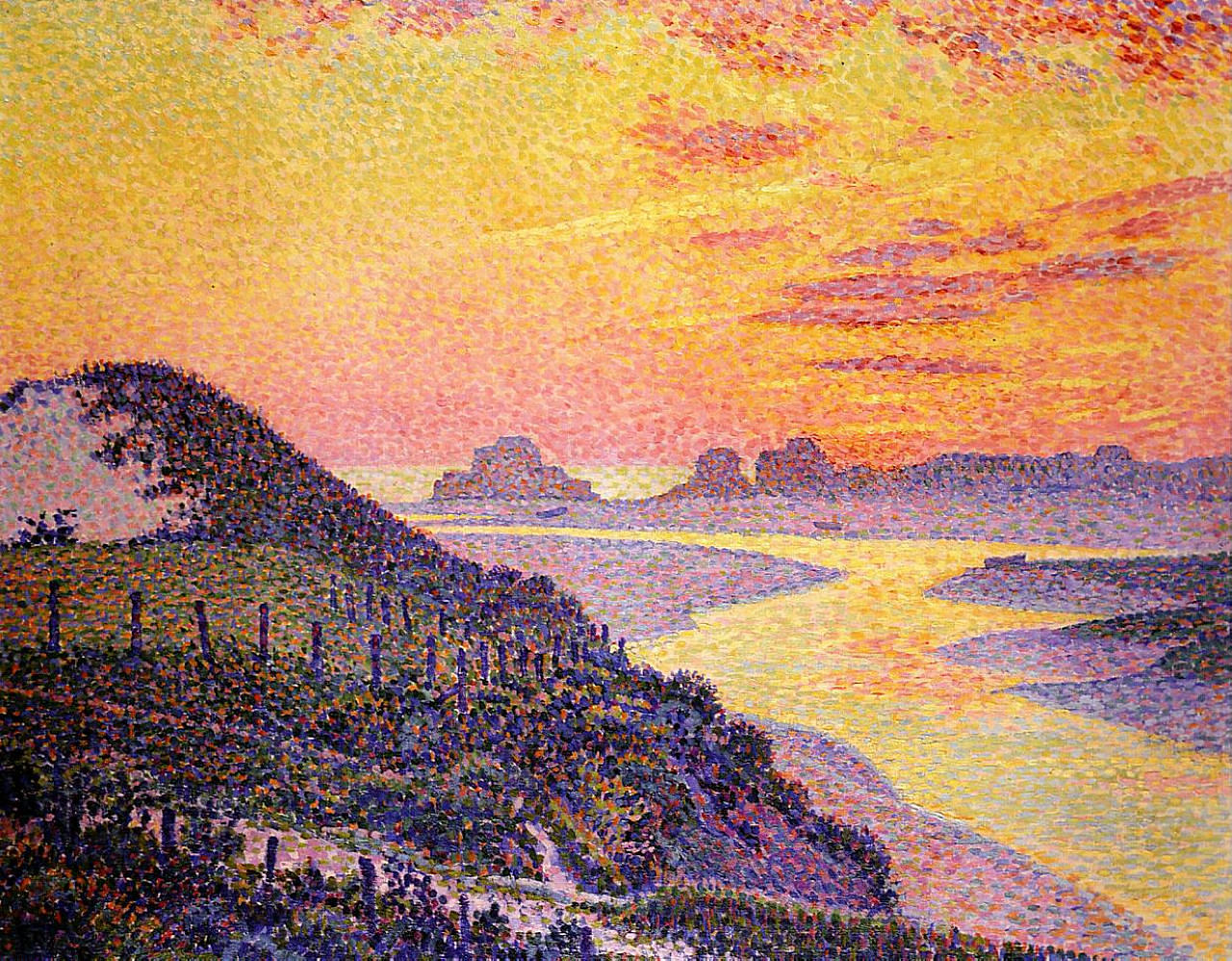 Sunset at Ambletsuse (1899) Théo van Rysselberghe tablo - Dekolata