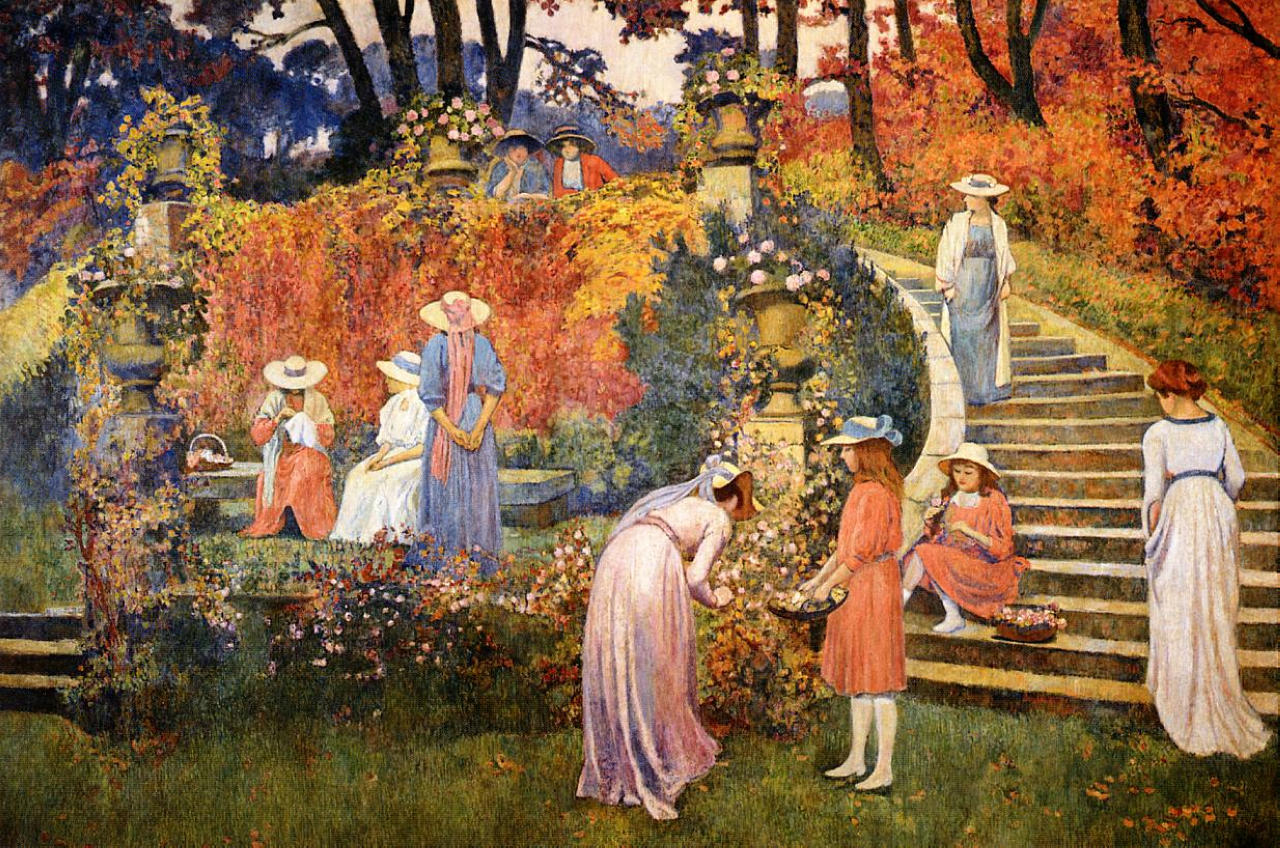 The Garden of Felicien Rops at Essone (1910) Théo van Rysselberghe tablo - Dekolata