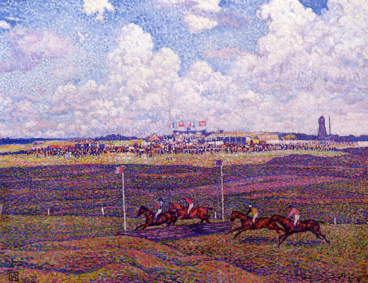 The Race Track at Boulogne sur Mer (1900) Théo van Rysselberghe tablo - Dekolata
